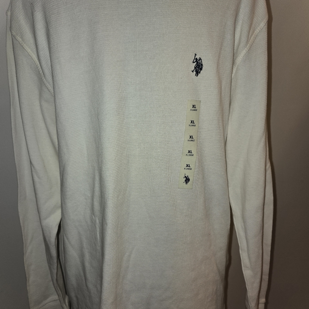 NWT Mens Ralph Lauren Polo L/S White Blue Logo